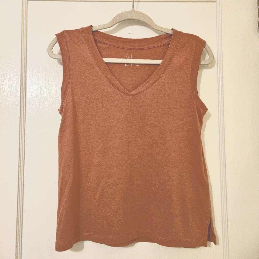 Rust Brown Sleeveless V-Neck Tank Top Joie Small